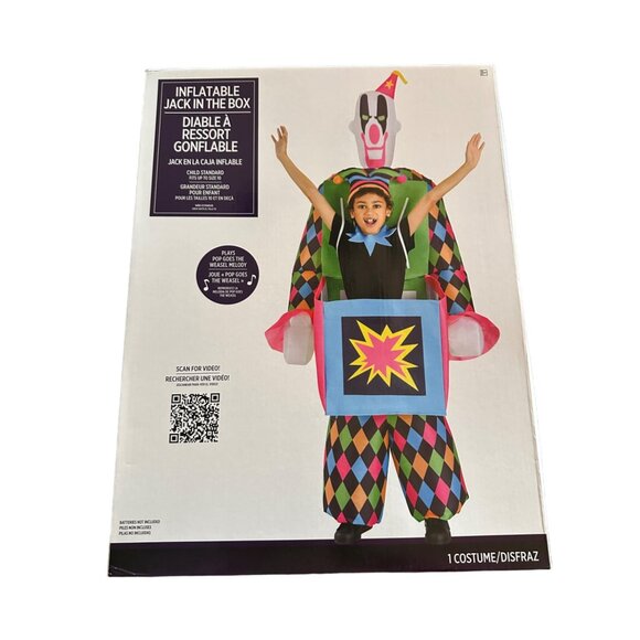 Jack In The Box Inflatable Jumpsuit Costumes Child Standard Clown 10 Medium - Picture 2 of 8